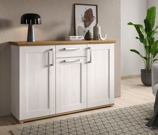 Sideboard Mirano in wei� L�rche und Eiche Artisan Landhaus Kommode 137 cm