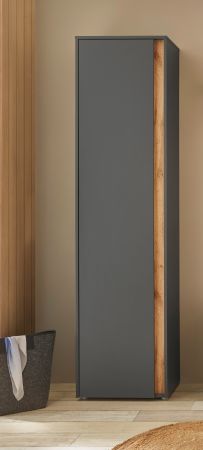 Schuhschrank Center in grau matt und Wotan Eiche Flurschrank 50 x 200 cm