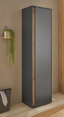 Schuhschrank Center in grau matt und Wotan Eiche Flurschrank 50 x 200 cm