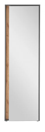 Garderobenschrank Center in grau matt und Wotan Eiche Flurschrank mit Spiegel 60 x 200 cm