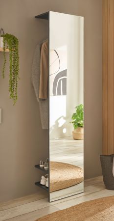 Garderobe Center in grau matt Kompaktgarderobe mit Spiegel 50 x 200 cm
