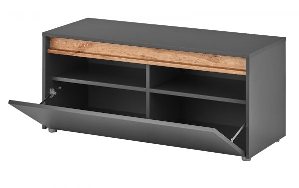 Garderobe Sitzbank Center in grau matt und Wotan Eiche Garderobenbank 100 cm