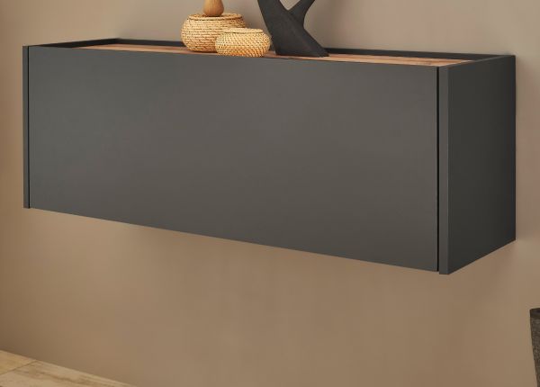 H�ngeschrank Center in grau matt und Wotan Eiche Flurschrank h�ngend 100 cm