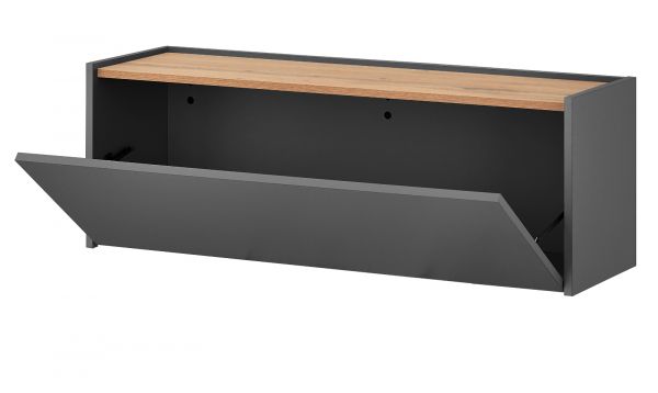 H�ngeschrank Center in grau matt und Wotan Eiche Flurschrank h�ngend 100 cm