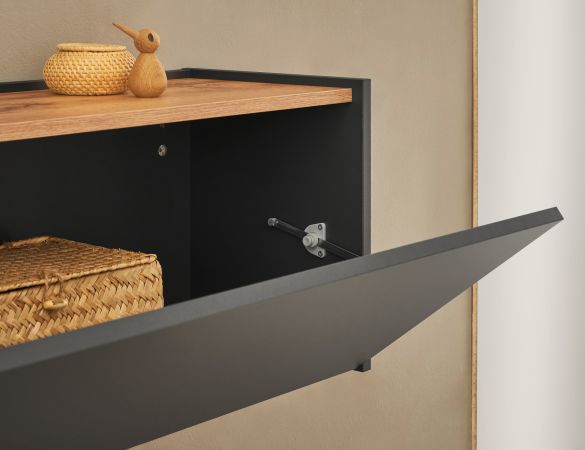 H�ngeschrank Center in grau matt und Wotan Eiche Flurschrank h�ngend 100 cm