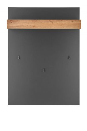 Garderobenpaneel Center in grau matt und Wotan Eiche Wandgarderobe 100 x 135 cm