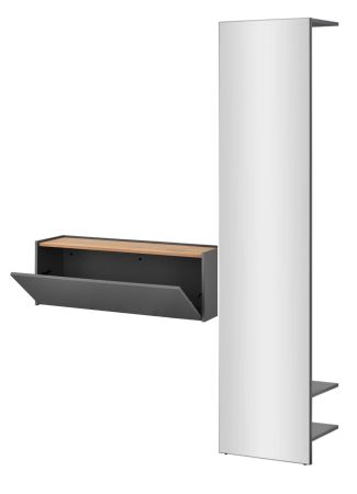 Garderobe Set 2-teilig Center in grau matt und Wotan Eiche Garderobenkombination 150 x 200 cm