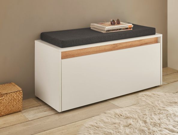 Garderobe Sitzbank Center in wei� und Wotan Eiche Garderobenbank 100 cm