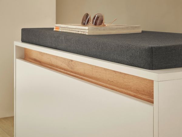 Garderobe Sitzbank Center in wei� und Wotan Eiche Garderobenbank 100 cm