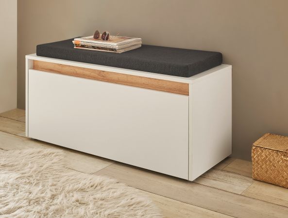 Garderobe Sitzbank Center in wei� und Wotan Eiche Garderobenbank 100 cm