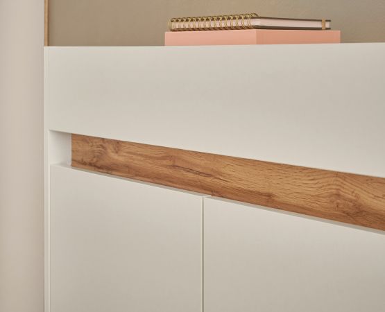 Schuhschrank Center in wei� und Wotan Eiche Flurkommode 80 x 70 cm