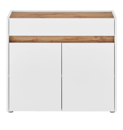 Schuhschrank Center in wei� und Wotan Eiche Flurkommode 80 x 70 cm