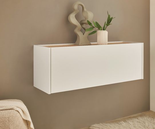 H�ngeschrank Center in wei� und Wotan Eiche Flurschrank h�ngend 100 cm