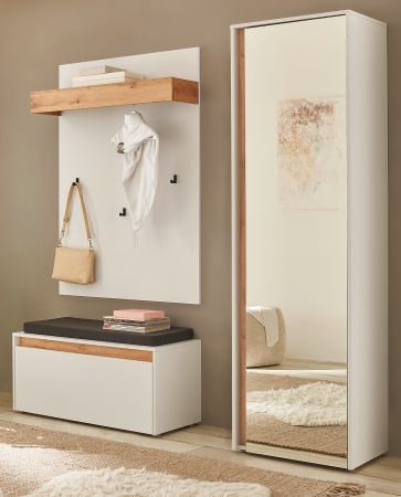 Garderobe Set 4-teilig Center in wei� und Wotan Eiche Garderobenkombination 170 x 200 cm