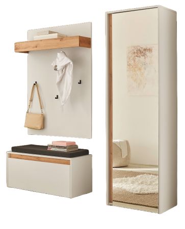 Garderobe Set 4-teilig Center in wei� und Wotan Eiche Garderobenkombination 170 x 200 cm