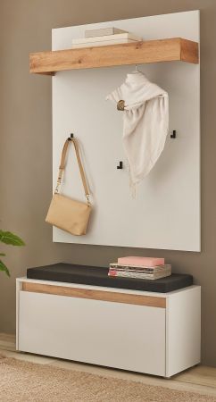 Garderobe Set 3-teilig Center in wei� und Wotan Eiche Garderobenkombination 100 x 200 cm