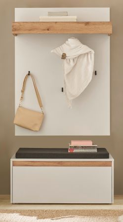 Garderobe Set 3-teilig Center in wei� und Wotan Eiche Garderobenkombination 100 x 200 cm