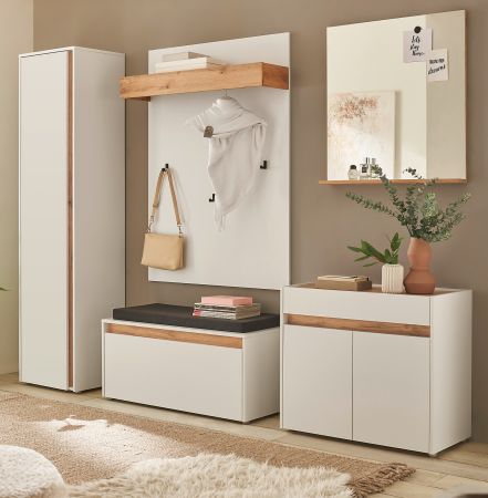Garderobe Set 6-teilig Center in wei� und Wotan Eiche Garderobenkombination 260 x 200 cm