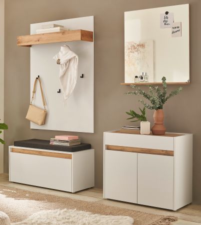 Garderobe Set 5-teilig Center in wei� und Wotan Eiche Garderobenkombination 190 x 200 cm