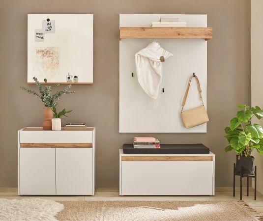 Garderobe Set 5-teilig Center in wei� und Wotan Eiche Garderobenkombination 190 x 200 cm