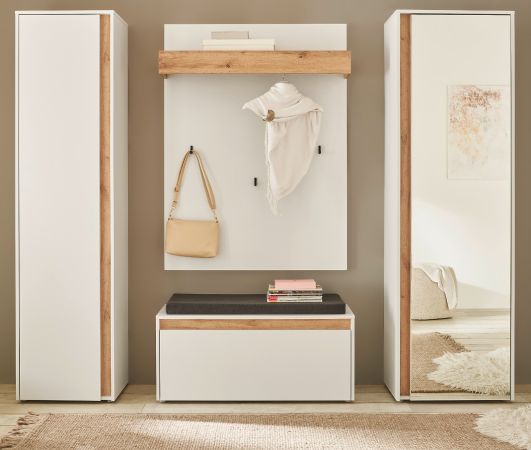 Garderobe Set 5-teilig Center in wei� und Wotan Eiche Garderobenkombination 230 x 200 cm
