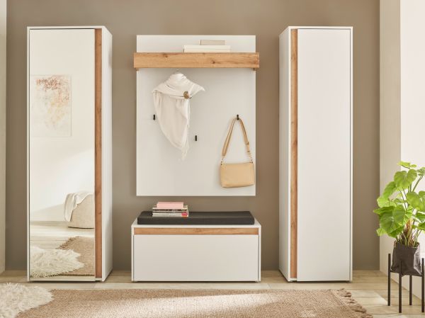 Garderobe Set 5-teilig Center in wei� und Wotan Eiche Garderobenkombination 230 x 200 cm