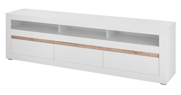 TV-Lowboard Derby in wei� matt und Evoke Eiche TV-Unterteil 217 cm, Soft-Close-Funktion