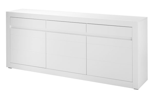 Sideboard Derby in wei� matt und Evoke Eiche Kommode 217 x 90 cm, Soft-Close-Funktion