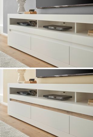 TV-Lowboard und Wandboard Derby in wei� matt und Evoke Eiche, Set 2-teilig 217 cm, Soft-Close-Funktion