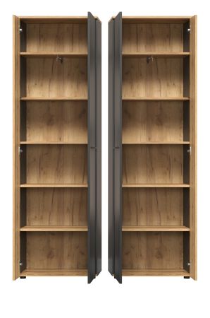 Garderobenschrank Avila in grau und Evoke Eiche Garderobe oder gro�er Schuhschrank 60 x 195 cm