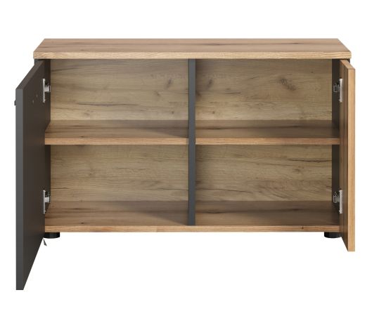 Garderobe Sitzbank Avila in grau und Evoke Eiche Garderobenbank und Schuhschrank 80 cm