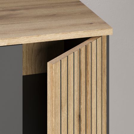 Garderobe Sitzbank Avila in grau und Evoke Eiche Garderobenbank und Schuhschrank 80 cm