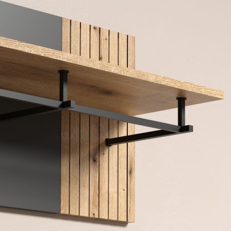Garderobenpaneel Avila in grau und Evoke Eiche Wandgarderobe 80 x 40 cm