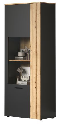Vitrine Avila in grau und Evoke Eiche Vitrinenschrank 80 x 195 cm