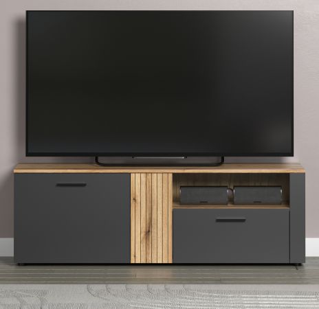 TV-Lowboard Avila in grau und Evoke Eiche TV Unterteil 150 cm