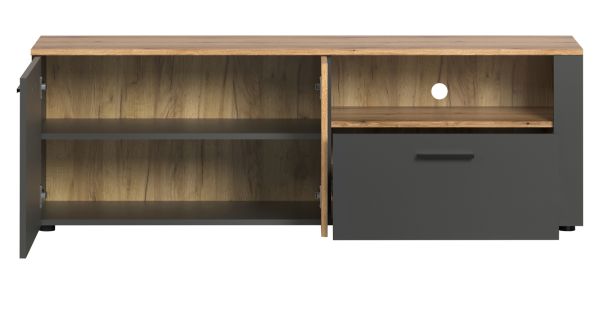 TV-Lowboard Avila in grau und Evoke Eiche TV Unterteil 150 cm