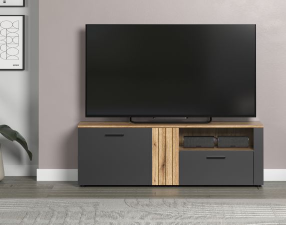 TV-Lowboard Avila in grau und Evoke Eiche TV Unterteil 150 cm