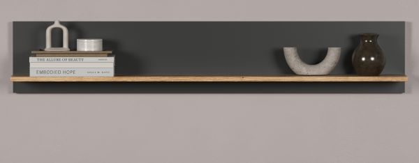Wandboard Avila in grau und Evoke Eiche Wandregal 150 x 25 cm