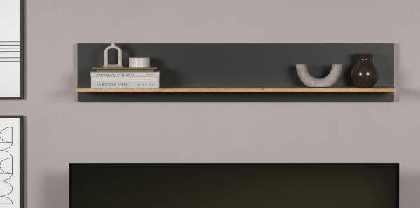 Wandboard Avila in grau und Evoke Eiche Wandregal 150 x 25 cm