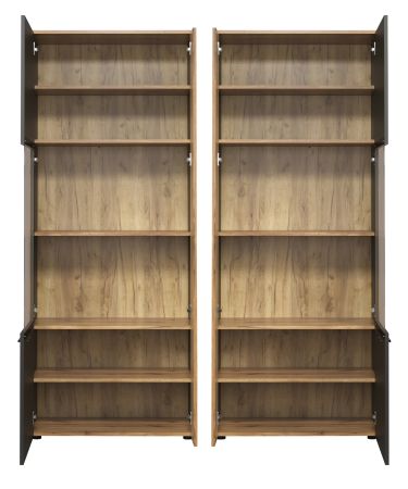 Wohnwand Avila in grau und Evoke Eiche Schrankwand 4-teilig 340 cm