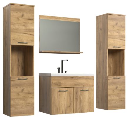 Badm�bel Set Haven in Eiche Gold Badkombination h�ngend MIT Waschbecken 150 x 190 cm