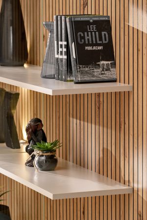 Wohnwand Laelia in Sand matt und Artisan Eiche 280 cm Schrankwand inklusive LED Beleuchtung, Push-to-Open