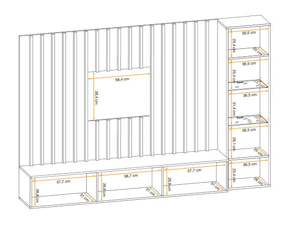 Wohnwand Pearl in schwarz und Artisan Eiche Schrankwand 220 cm inklusive LED Beleuchtung, Push-to-Open