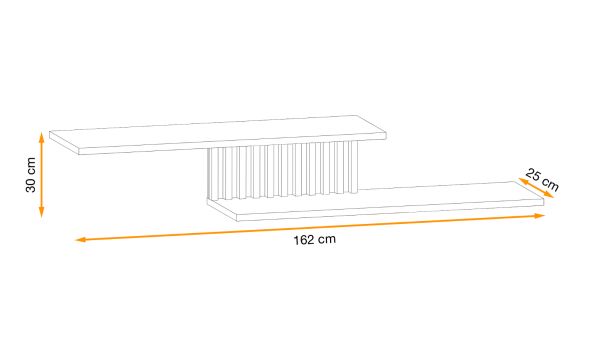 Wandboard Morgan in schwarz und Jackson Eiche Wandregal mit 3D-Lamellen 162 cm