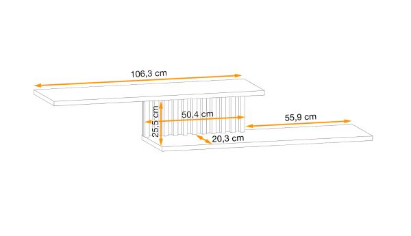 Wandboard Morgan in schwarz und Jackson Eiche Wandregal mit 3D-Lamellen 162 cm