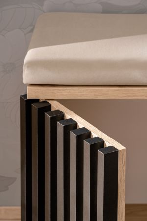 Garderobe Sitzbank Collin in Jackson Eiche und schwarz Garderobenbank mit 3-D Lamellen 60 cm