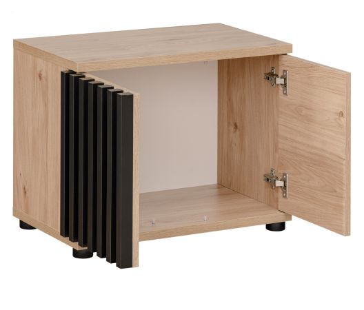 Garderobe Sitzbank Collin in Jackson Eiche und schwarz Garderobenbank mit 3-D Lamellen 60 cm