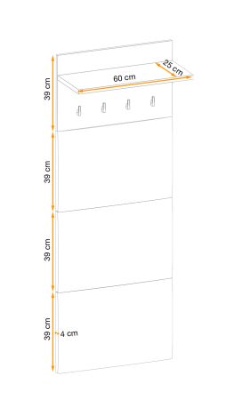 Garderobenpaneel Collin in Jackson Eiche Wandgarderobe 60 x 156 cm