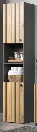 Badezimmer Hochschrank Feliz in Evoke Eiche und grau Badschrank 40 x 186 cm