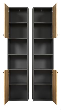 Badezimmer Hochschrank Feliz in Evoke Eiche und grau Badschrank 40 x 186 cm
